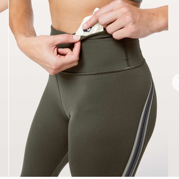 Lululemon Run Crew Tight Leggings *28" Dark Olive / Obsidian / Grey Sage - Picture 16 of 16
